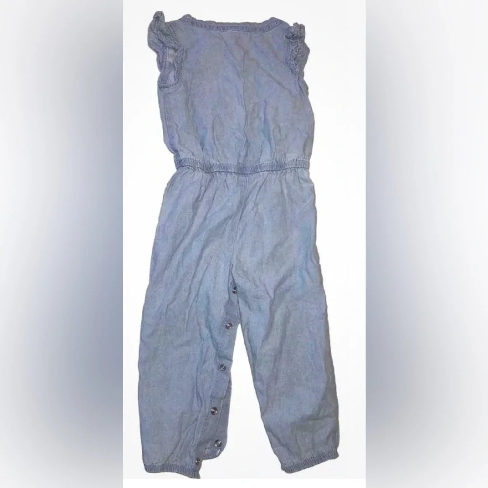 Baby Girl CARTER’S blue Chambray Sleeveless One Piece Jumpsuit Sz 18m Euc Pink - Picture 2 of 3